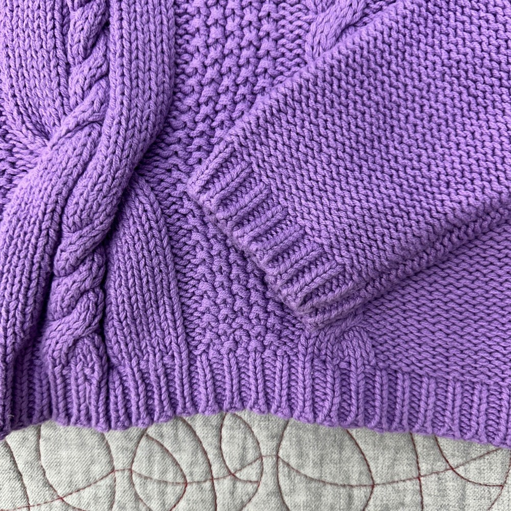 J. Jill Sweater Purple Cable Knit Mock Neck / Womens Small - Picture 3 of 8